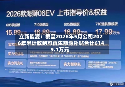 立新能源：截至2026年5月公司2026年累计收到可再生能源补贴合计6149.1万元-第1张图片