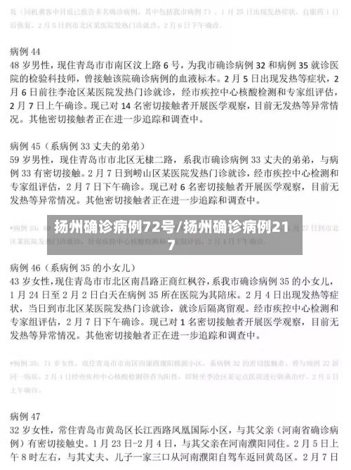 扬州确诊病例72号/扬州确诊病例217