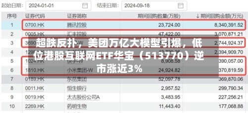 超跌反扑，美团万亿大模型引爆，低位港股互联网ETF华宝（513770）逆市涨近3%
