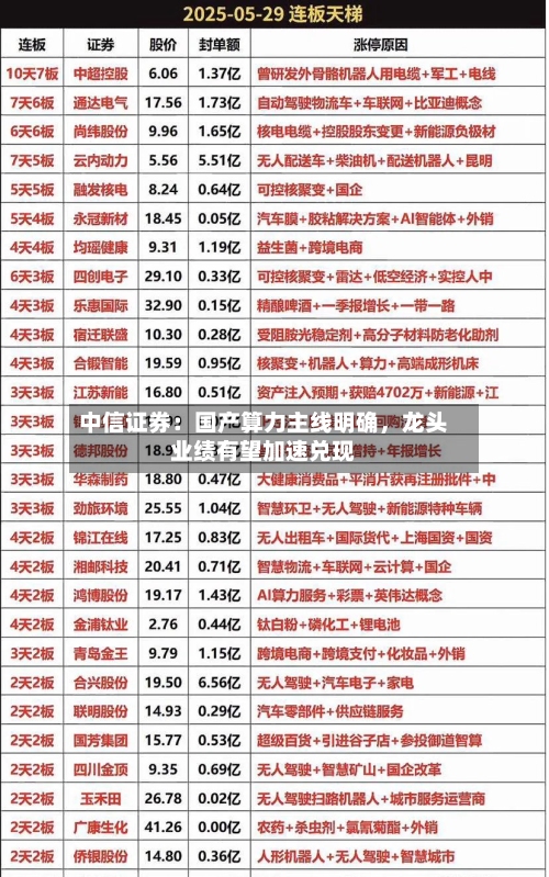 中信证券：国产算力主线明确，龙头业绩有望加速兑现-第2张图片