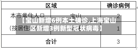 【宝山新增6例本土确诊,上海宝山区新增3例新型冠状病毒】