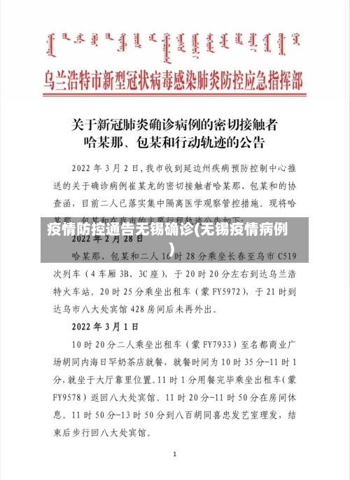 疫情防控通告无锡确诊(无锡疫情病例)